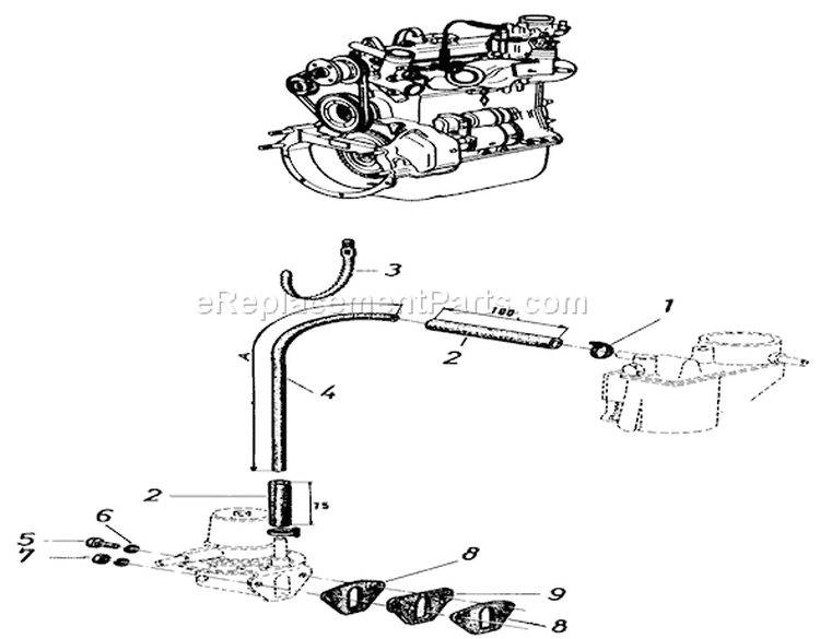 Engine Fuel Lines And Fuel Pump Mounting Hardware Diagram and Parts List for 91-20RG01 1981 Toro Lawn Tractor