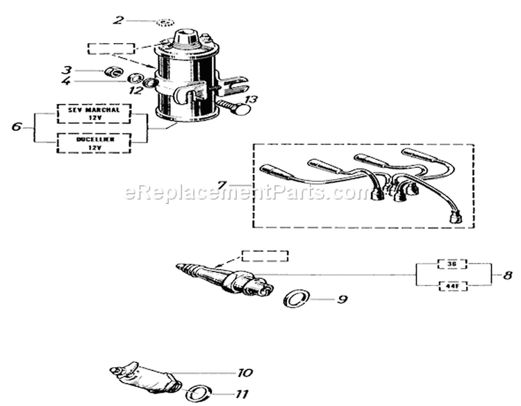 Ignition Coil, Spark Plugs, Spark Plug Leads And Oil Pressure Switch Diagram and Parts List for 91-20RG01 1981 Toro Lawn Tractor