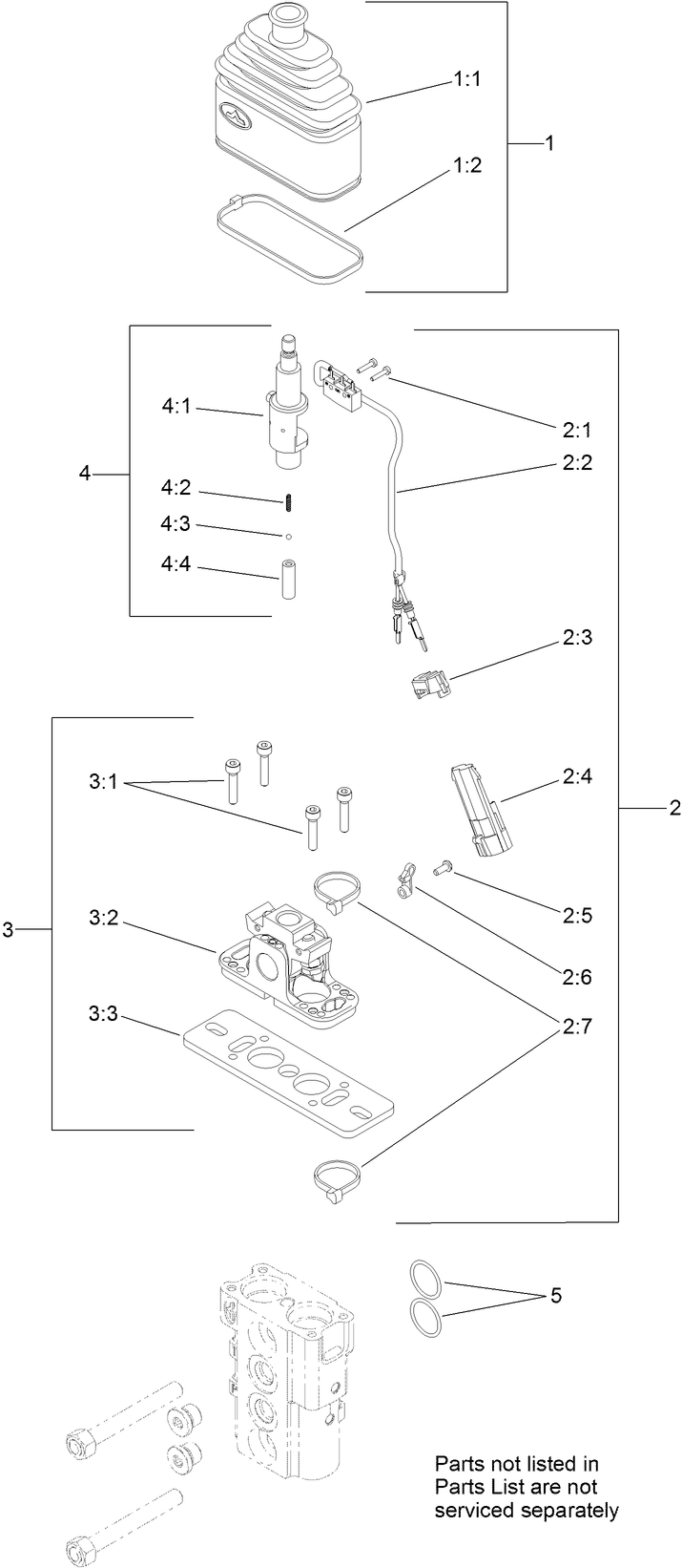 Control Valve Assembly No. 125-3704 Diagram and Parts List for 22327HD 400414000 - 401899999 Toro Lawn Tractor Accessories
