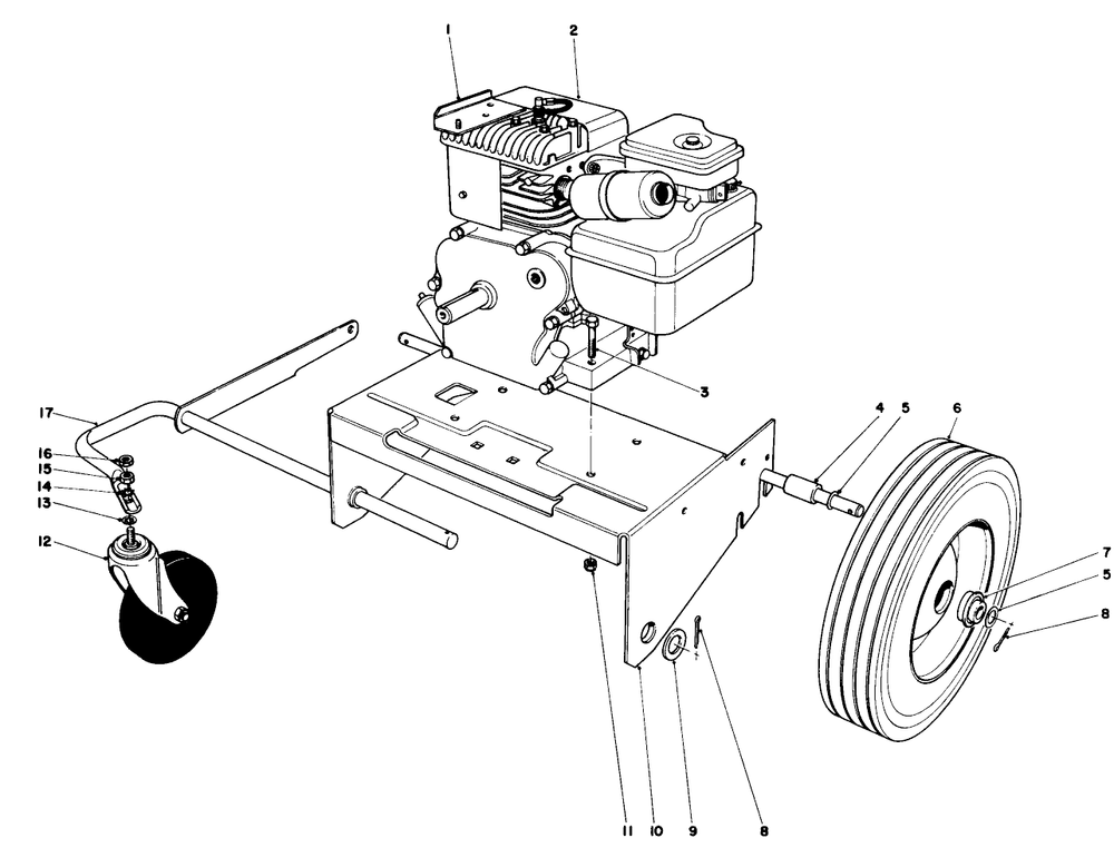 Engine And Base Assembly (Model 62912) Diagram and Parts List for 62912 5000001 - 5999999 Toro Leaf Blower / Vacuum