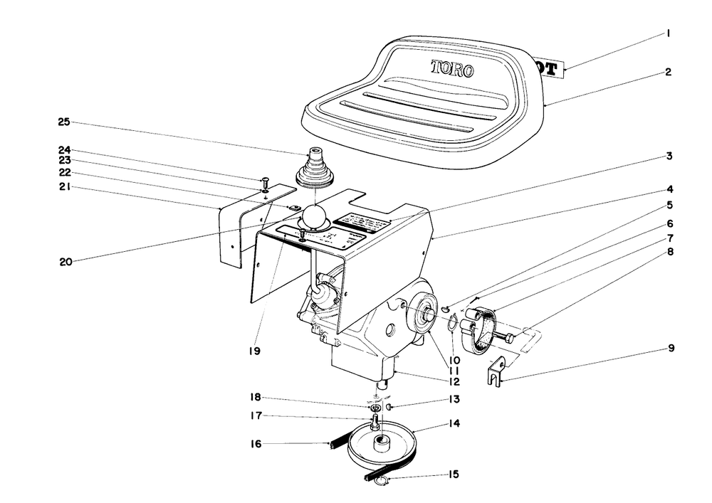 Transmission Assembly Diagram and Parts List for 57003 3000001 - 3999999 Toro Lawn Tractor