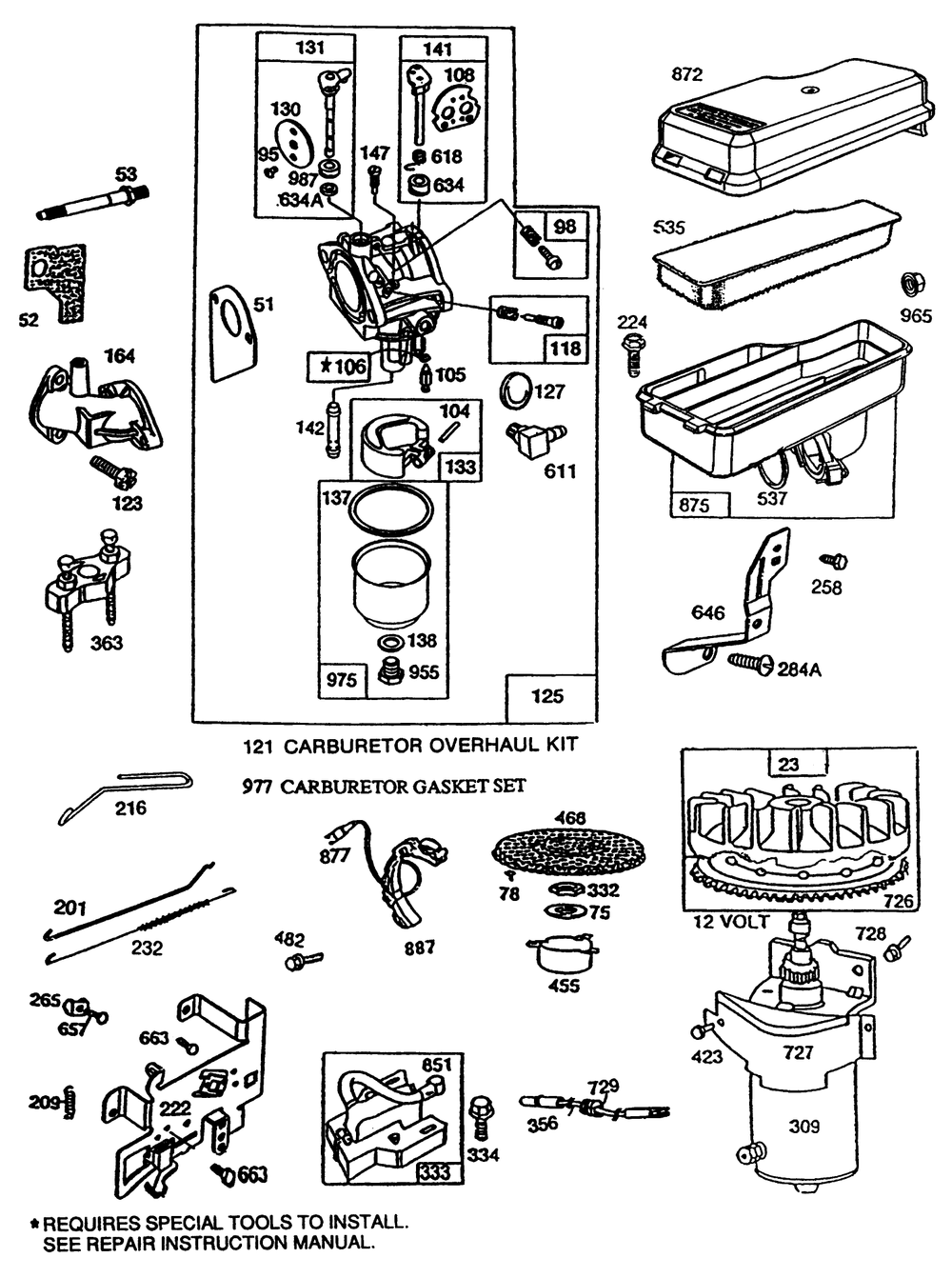 Briggs & Stratton Model No. 195707-0121-01 Diagram and Parts List for 70040 7900001 - 7900578 Toro Lawn Tractor