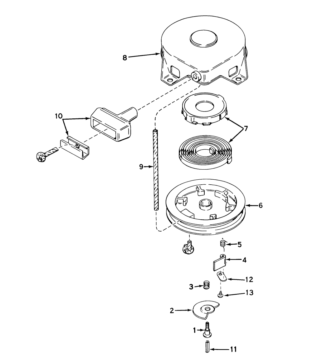 Rewind Starter No. 590473 Diagram and Parts List for 31263 3000001 - 3999999 Toro Snow Blower