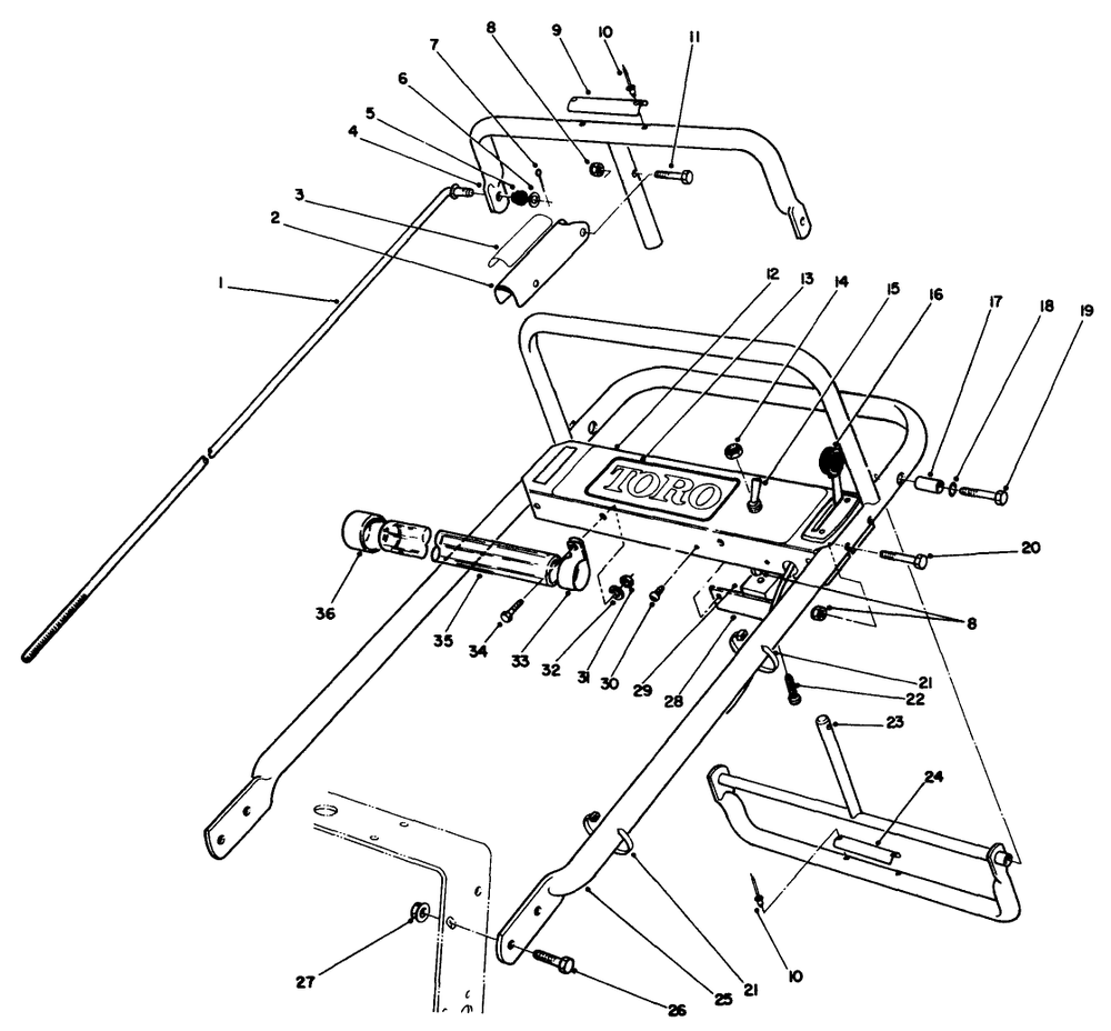 Handle Assembly Diagram and Parts List for 30113 9000001 - 9999999 Toro Lawn Tractor Accessories