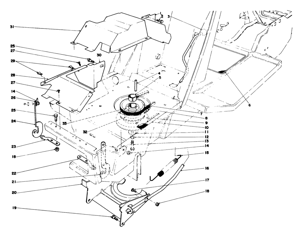 Clutch & Actuator Assembly Diagram and Parts List for 57300 1000001 - 1999999 Toro Lawn Tractor