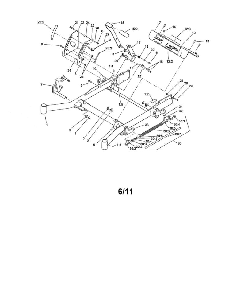 Front Frame Assembly Diagram and Parts List for 74264 260000001 AND UP Toro Lawn Mower