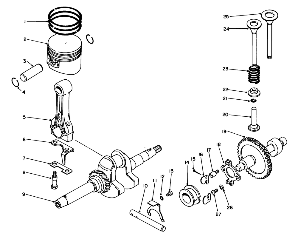 Crank Shaft & Cam Shaft Diagram and Parts List for 62008 8000001 - 8999999 Toro Generator