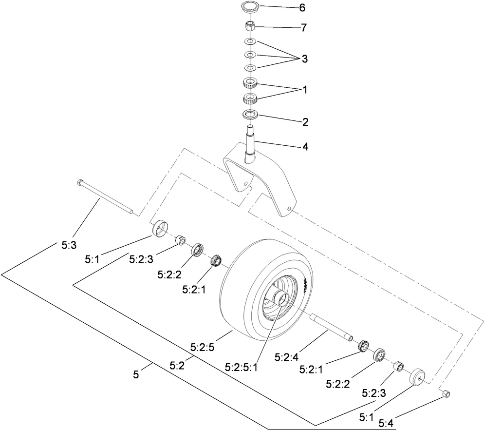Caster Wheel And Fork Assembly Diagram and Parts List for 74923TE (290000001-290999999)(2009) Toro Lawn Mower