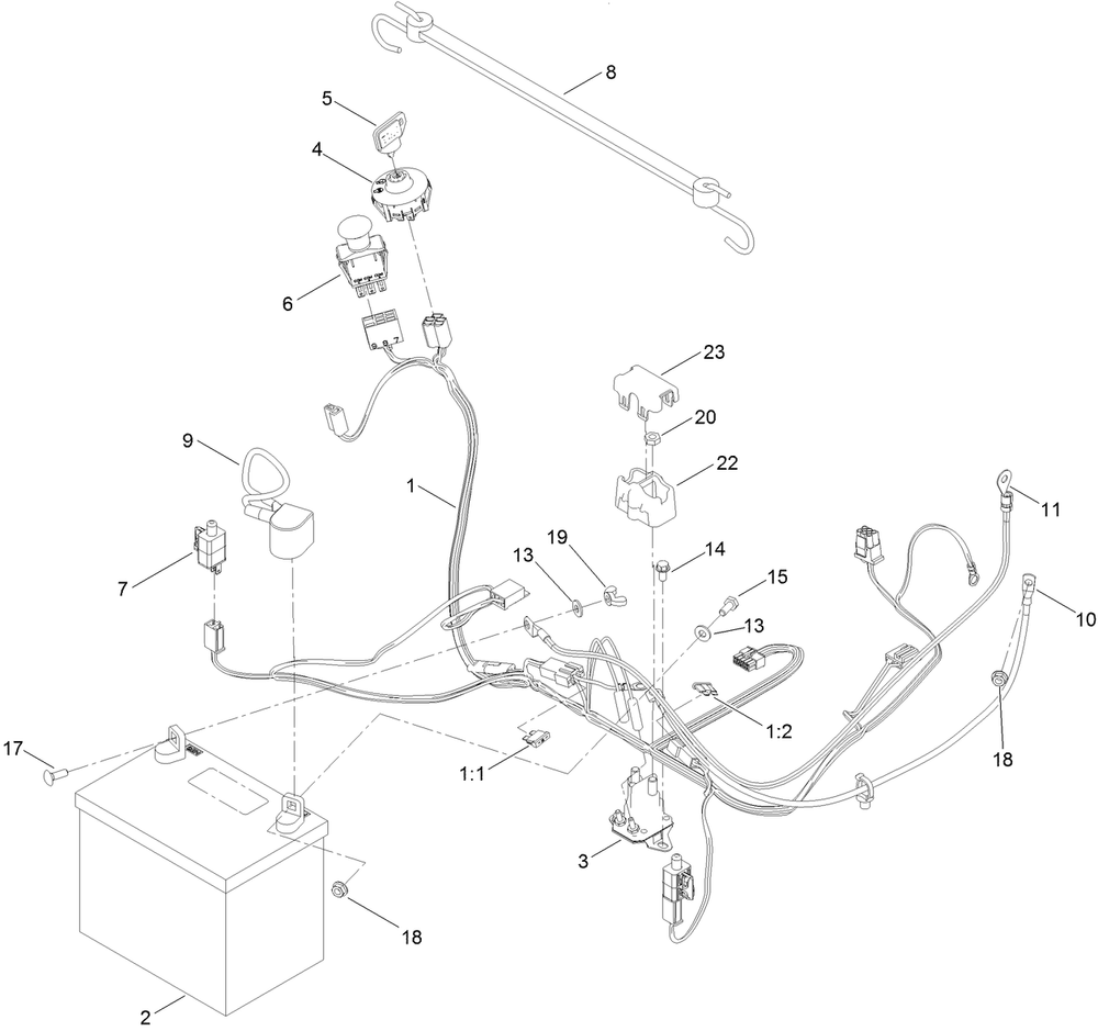 Electrical Assembly Diagram and Parts List for 75746TA 410040000 - 411599999 Toro Lawn Tractor