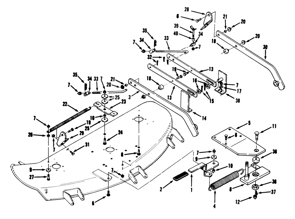 Deck Assembly Diagram and Parts List for 05-42SY02 1000001 - 1999999 Toro Lawn Mower