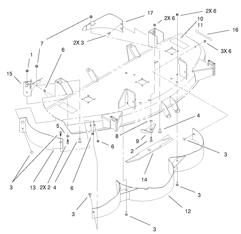 Baffle & Kicker Assembly Diagram and Parts List for 79190  Toro Lawn Tractor
