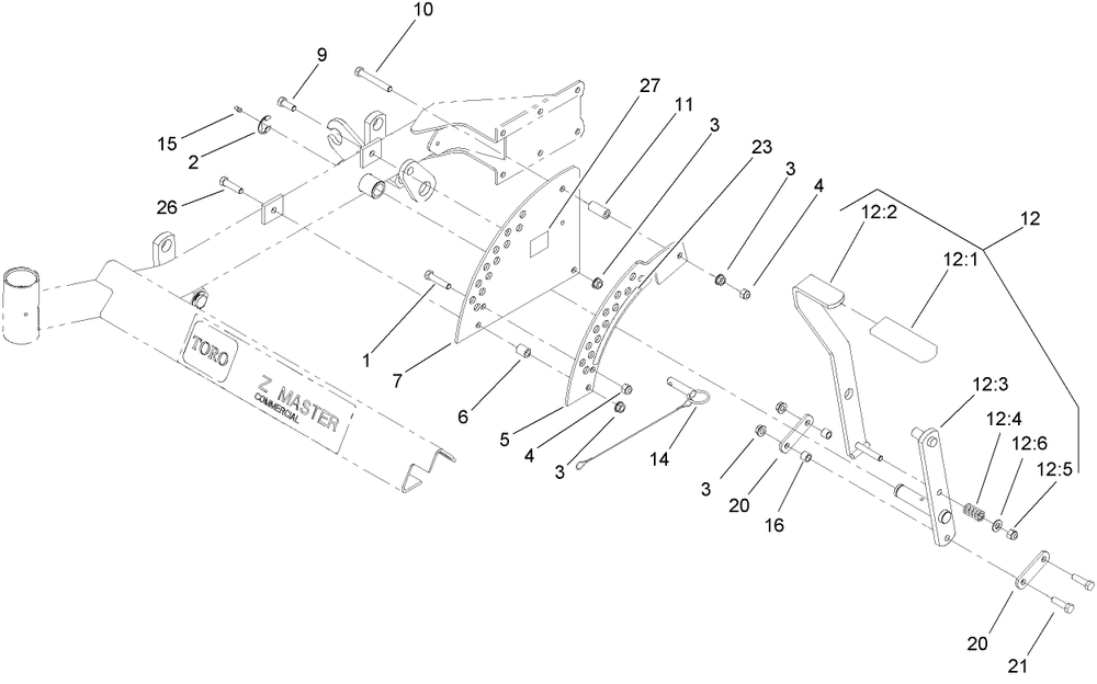Height-Of-Cut Assembly Diagram and Parts List for 74418TE (270002001-270999999)(2007) Toro Lawn Mower