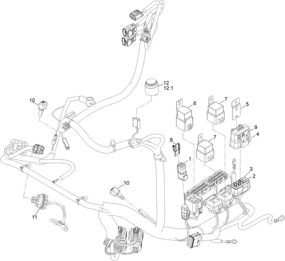 Wire Harness Assembly No. 142-7958 Diagram and Parts List for 72098 413000000 - 999999999 Toro Lawn Tractor