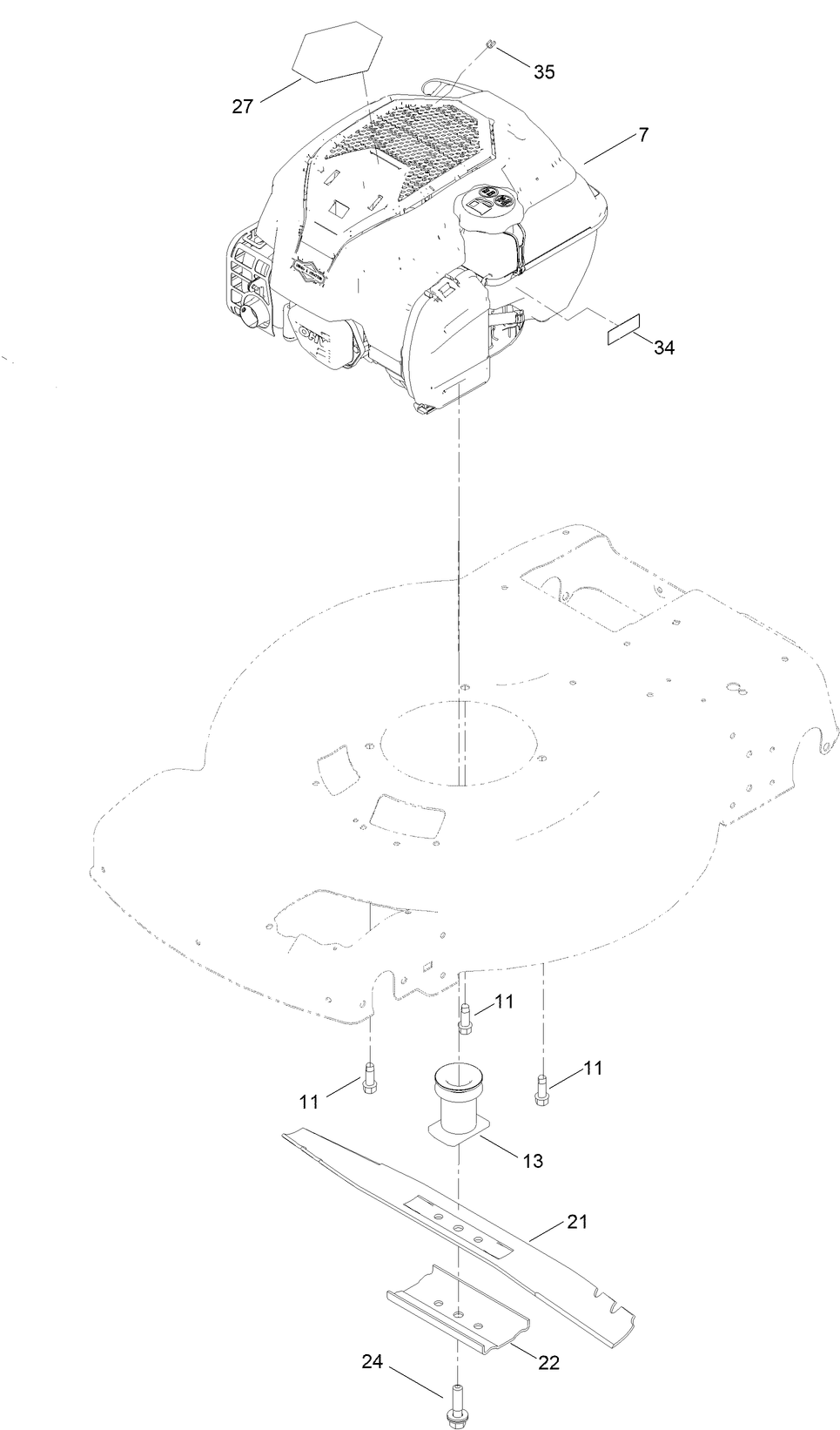 Engine And Blade Assembly Diagram and Parts List for 21773 413000000 - 999999999 Toro Lawn Mower