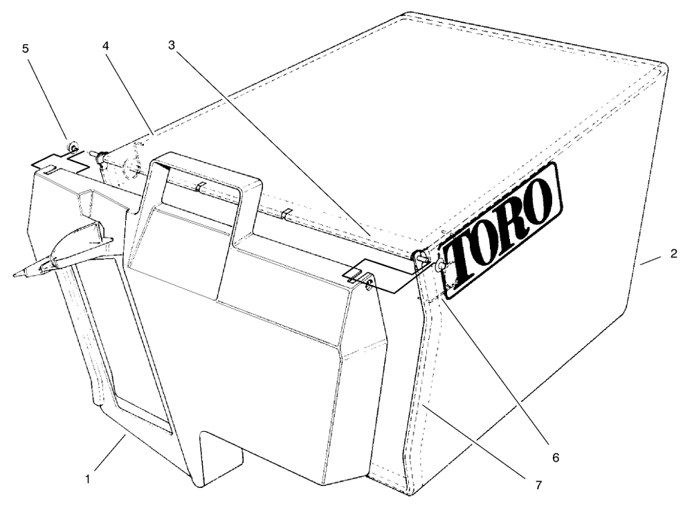 Grass Bag Assembly Diagram and Parts List for 20787 9900001 - 9999999 Toro Lawn Mower
