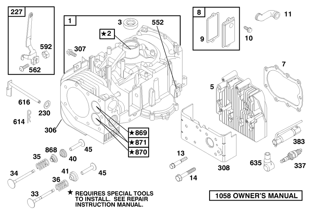 Engine Briggs & Stratton Model 195707-0421-E1 Diagram and Parts List for 70060 89000001 - 89999999 Toro Lawn Tractor