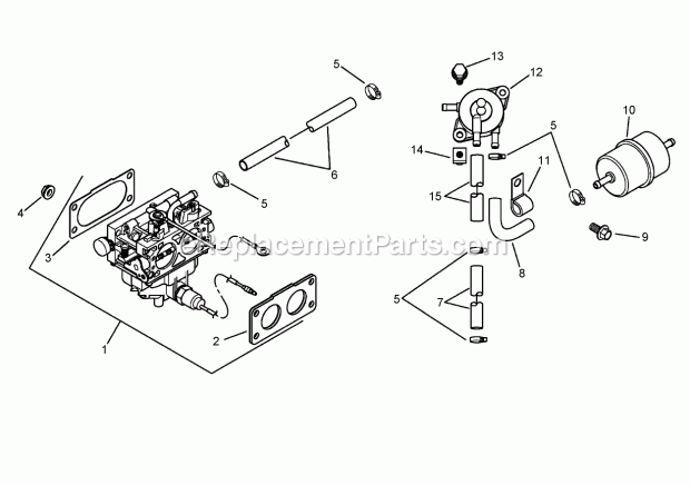 Fuel System Assembly Kohler Ch750-0010 Diagram and Parts List for 74262TE 260000001-260999999 Toro Lawn Mower