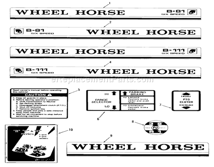 Decals, Miscellaneous Diagram and Parts List for 92-08BF01 1979 Toro Lawn Tractor