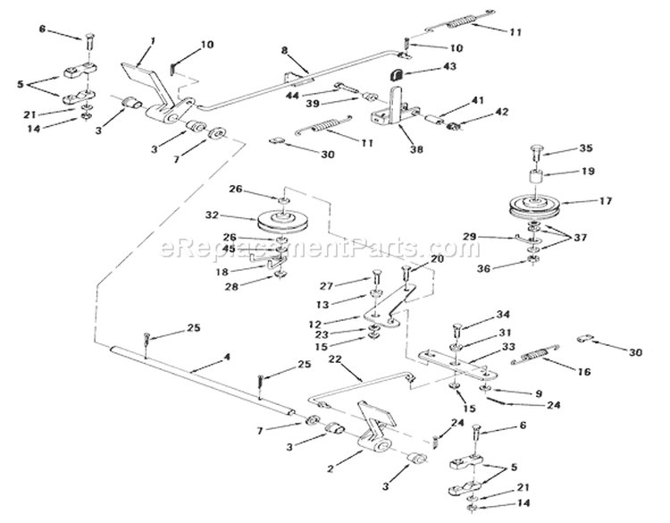 Brake And Clutch Linkage Diagram and Parts List for 82-08BP01 1978 Toro Lawn Tractor