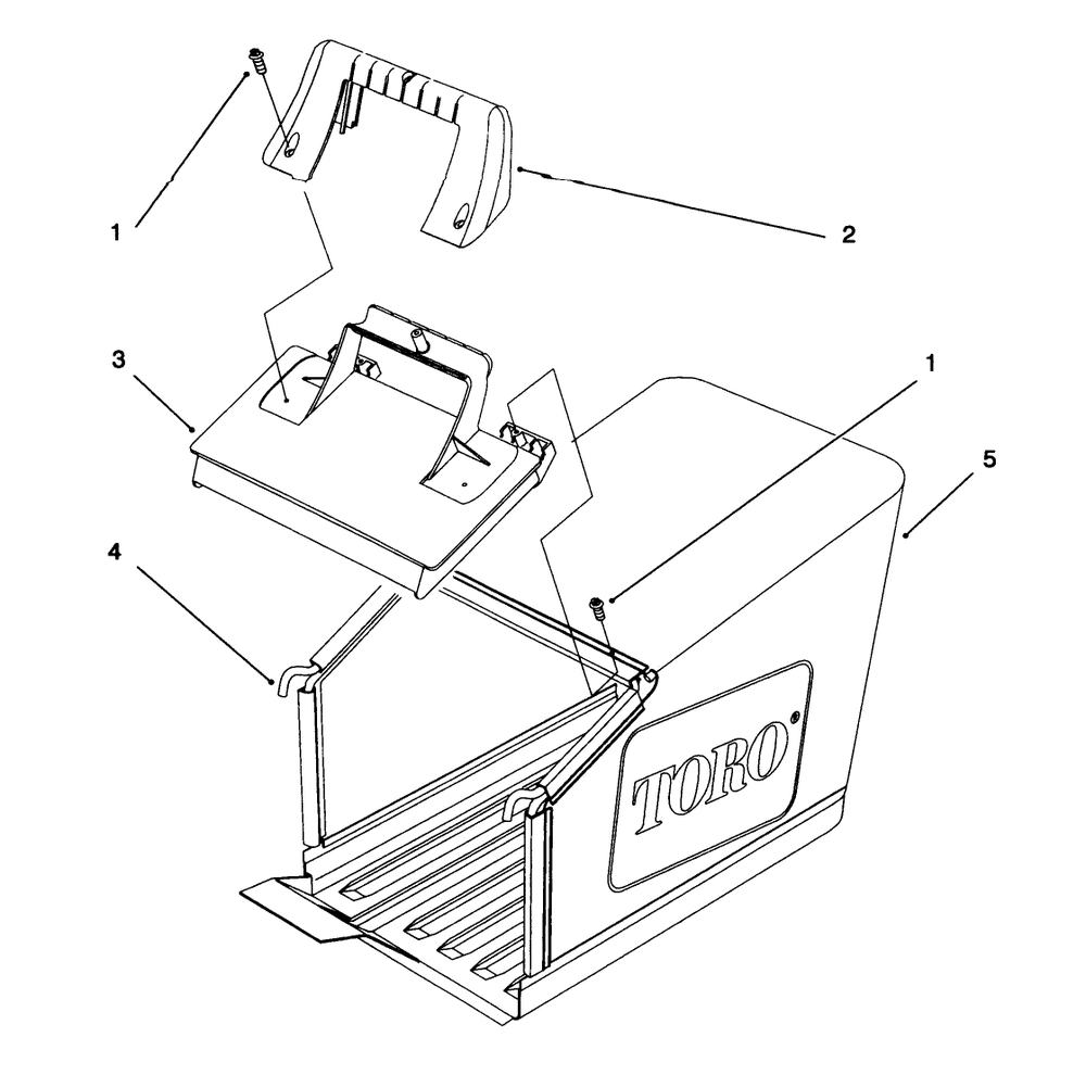 Grass Bag Assembly Diagram and Parts List for 20929B 69000001 - 69999999 Toro Lawn Mower