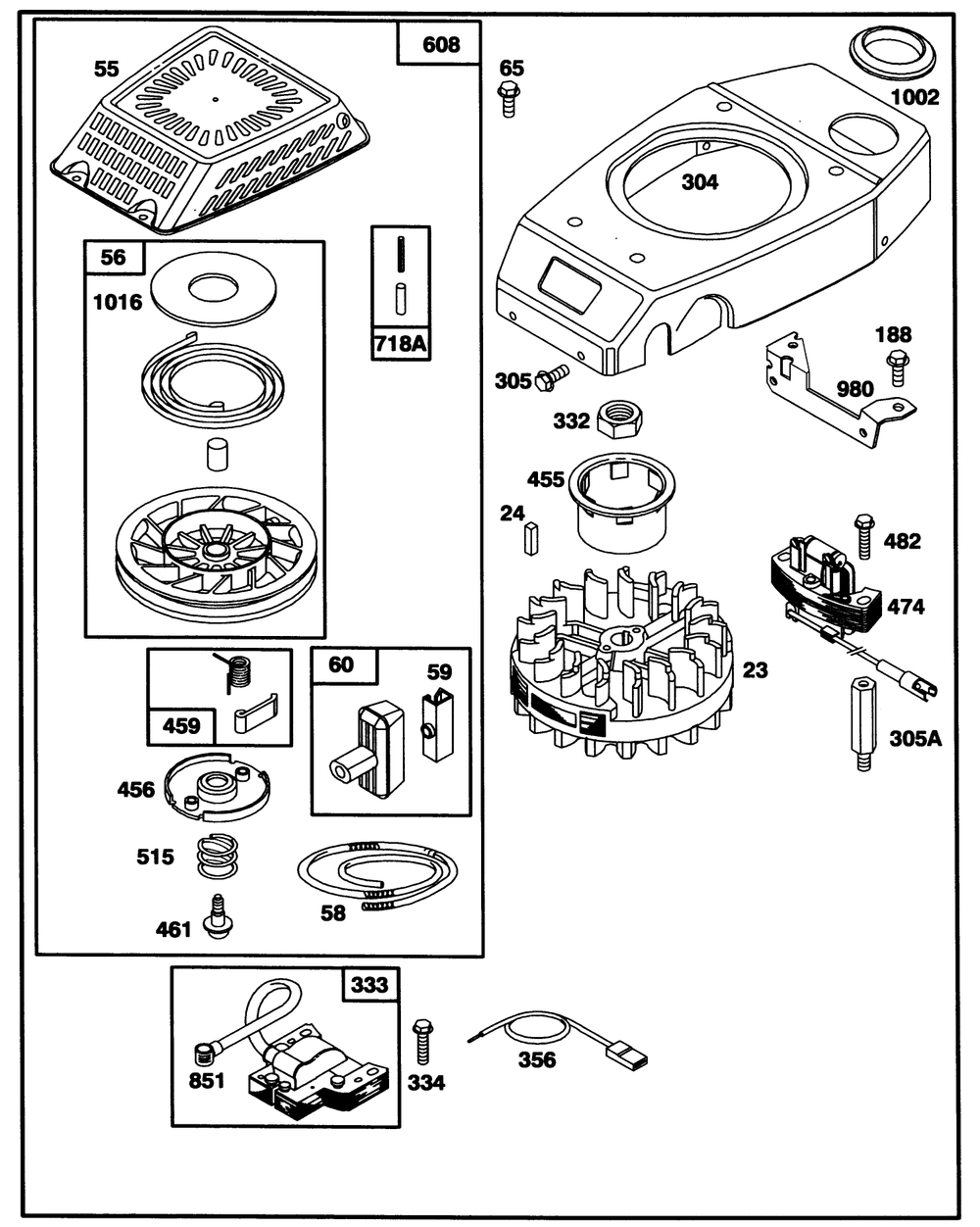 Engine Gts-150 Diagram and Parts List for 20928B 39000001 - 39999999 Toro Lawn Mower