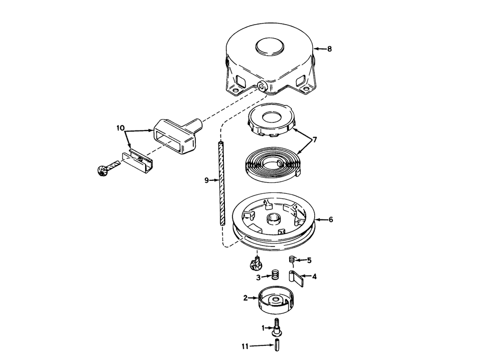 Rewind Starter No. 590420 Diagram and Parts List for 21900 3000001 - 3999999 Toro Lawn Mower