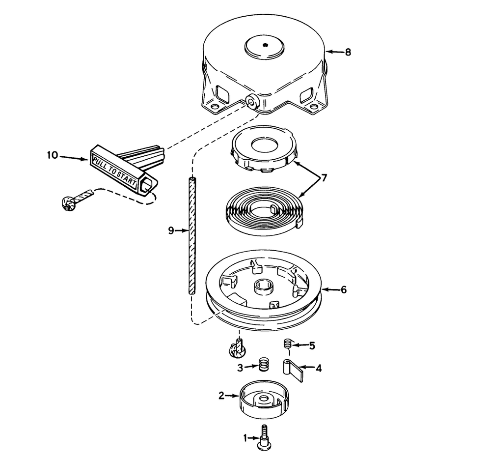 Recoil Starter No. 590537 Diagram and Parts List for 38191 3900001 - 3999999 Toro Snow Blower