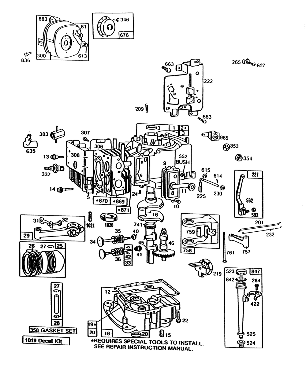 Engine Briggs & Stratton Model No. 191702-2531-01 (Continued) 8 H.P. Rear Engine Rider Recoil Model 56138 Diagram and Parts List for 56145 8000001 - 8999999 Toro Lawn Tractor