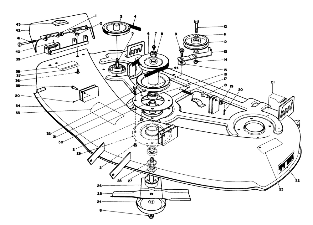 44" Cutting Deck Model No. 57358 Diagram and Parts List for 57430 8000001 - 8999999 Toro Lawn Tractor