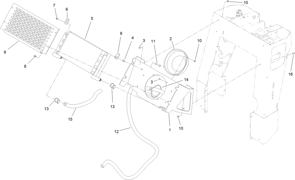 Oil Cooler Assembly Diagram and Parts List for 23208G 400000000 - 401999999 Toro Stump Grinder