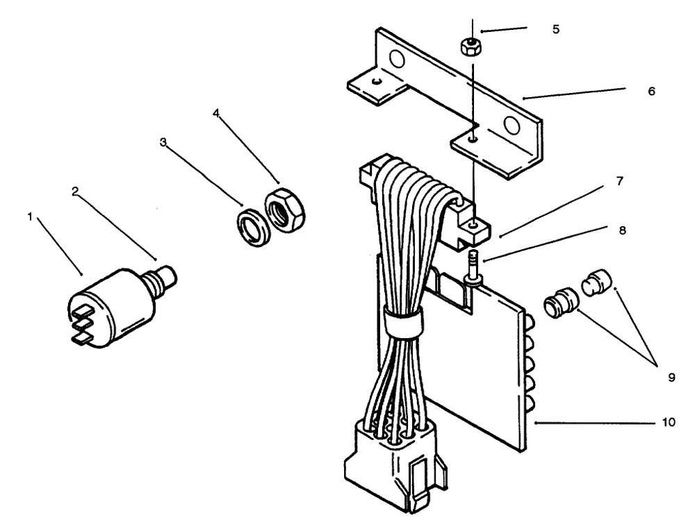 Pc Board & Test Switch Diagram and Parts List for 73423 6900001 - 6999999 Toro Lawn Tractor