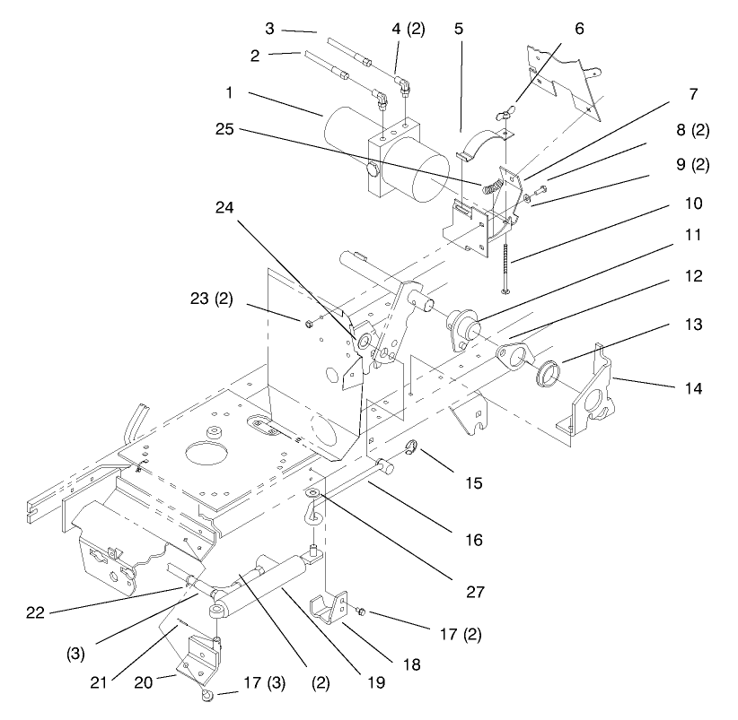 Power Lift Diagram and Parts List for 72110 8900600 - 8999999 Toro Lawn Tractor