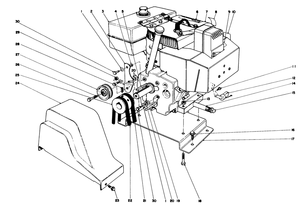 Engine Assembly Diagram and Parts List for 38085C 7000001 - 7999999 Toro Snow Blower