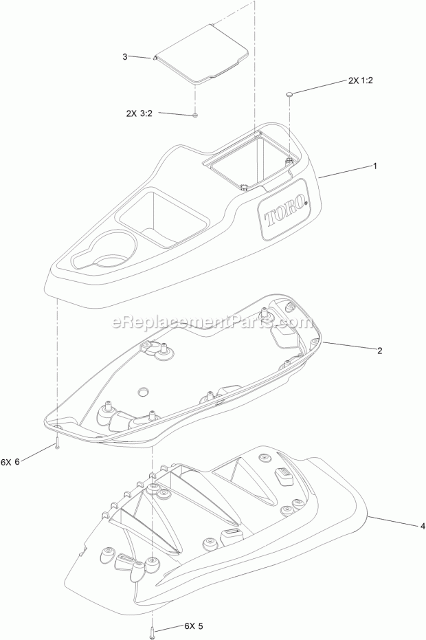 Lh Console Assembly No. 115-7401 Diagram and Parts List for 74942TE 314000001-314999999 Toro Lawn Mower