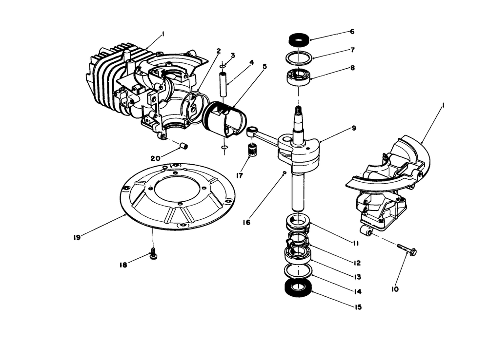Crankshaft Assembly (Model No. 47ph7) Diagram and Parts List for 16202C 8000001 - 8999999 Toro Lawn Mower