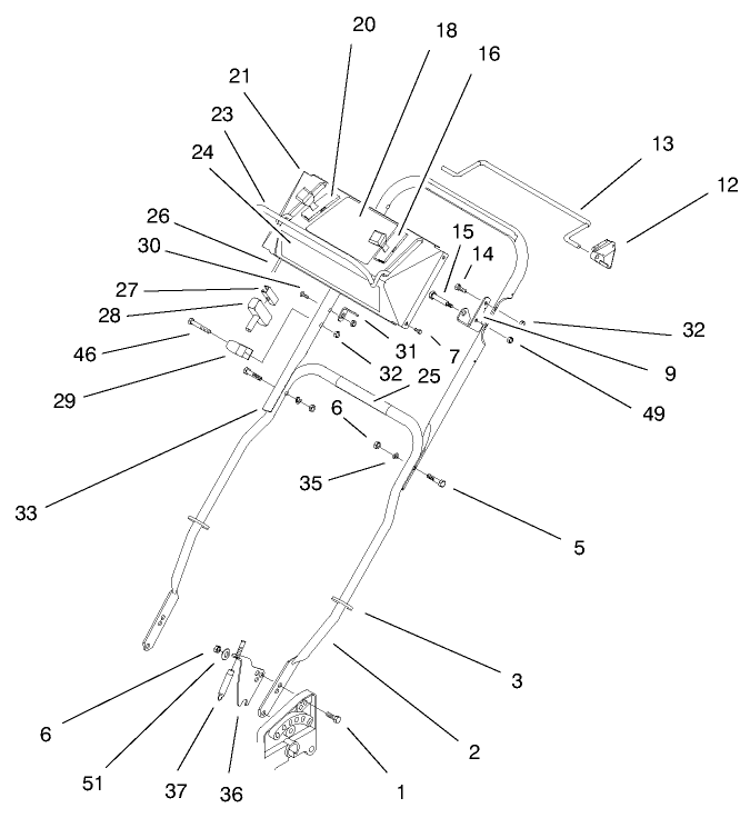 Handle Assembly Diagram and Parts List for 30180 490001 - 490730 Toro Lawn Tractor Accessories