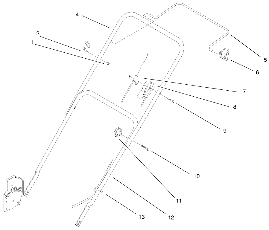 Handle Assembly Diagram and Parts List for 20449 7900001 - 7999999 Toro Lawn Mower