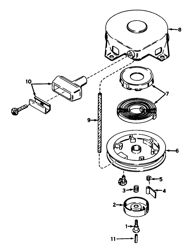 Rewind Starter No. 590420 Diagram and Parts List for 31301 8000001 - 8999999 Toro Snow Blower