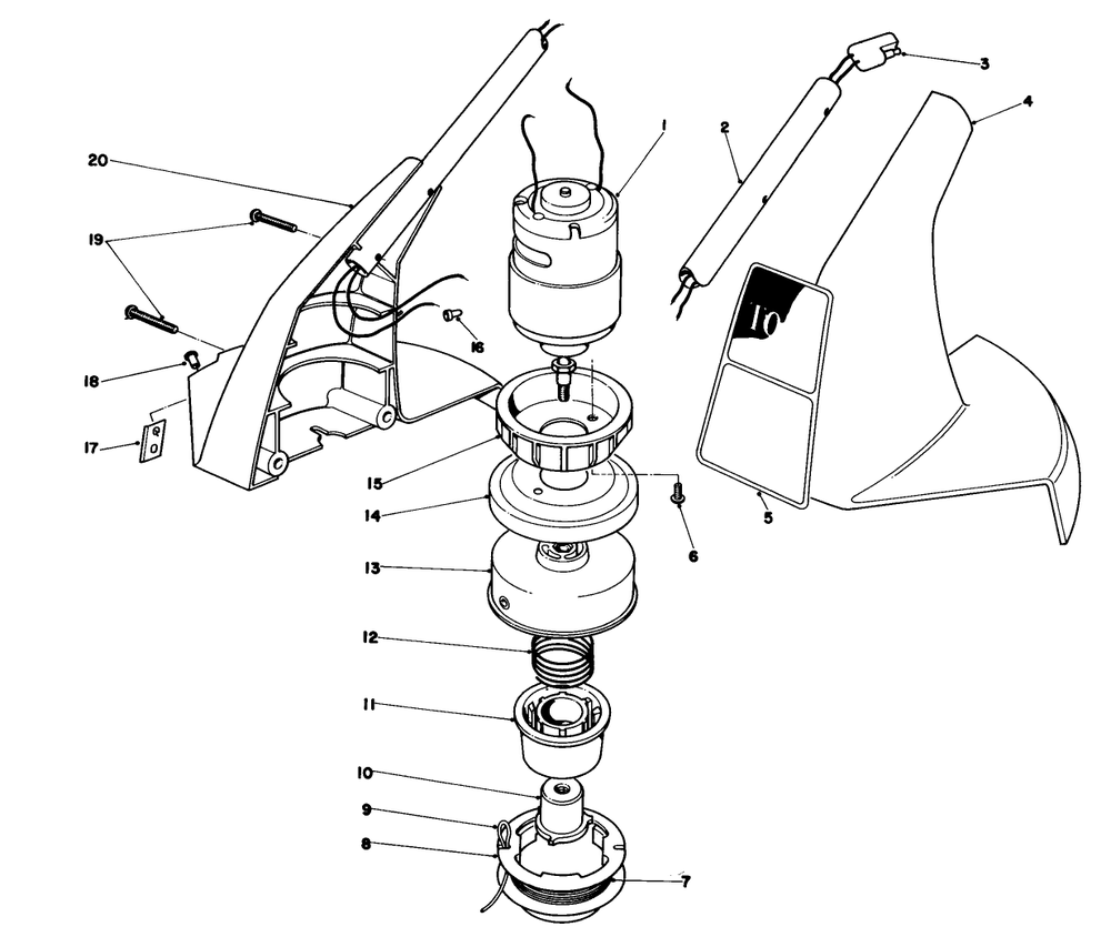 Motor Housing Assembly Diagram and Parts List for 51512 5000001 - 5999999 Toro Trimmer