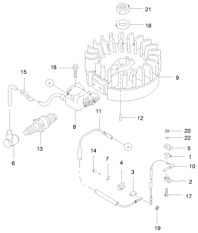 Electric Equipment Diagram and Parts List for 22171 9900001 - 9999999 Toro Lawn Mower