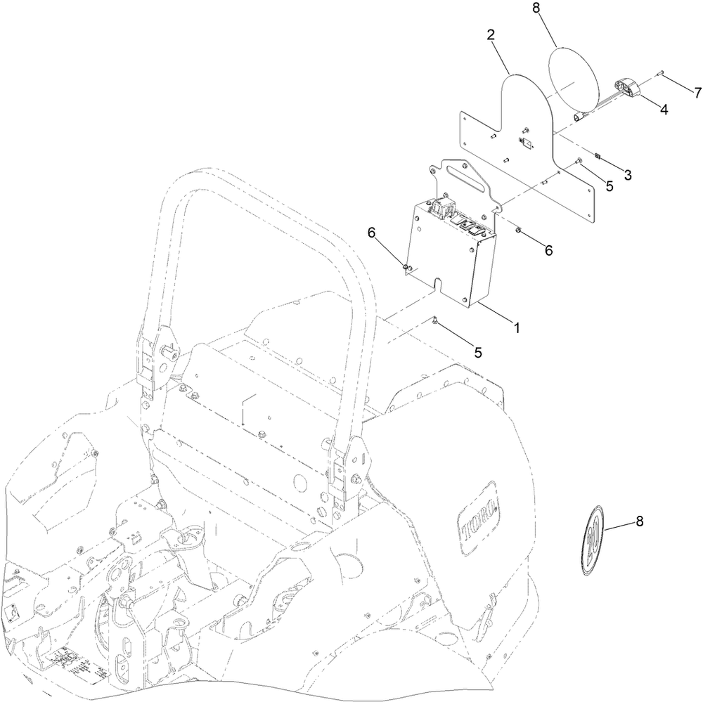 Control Panel And Speed Decal Assembly Diagram and Parts List for 2937  Toro Lawn Tractor