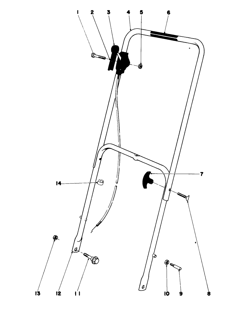 Handle Assembly Diagram and Parts List for 16350 0000001 - 0999999 Toro Lawn Mower