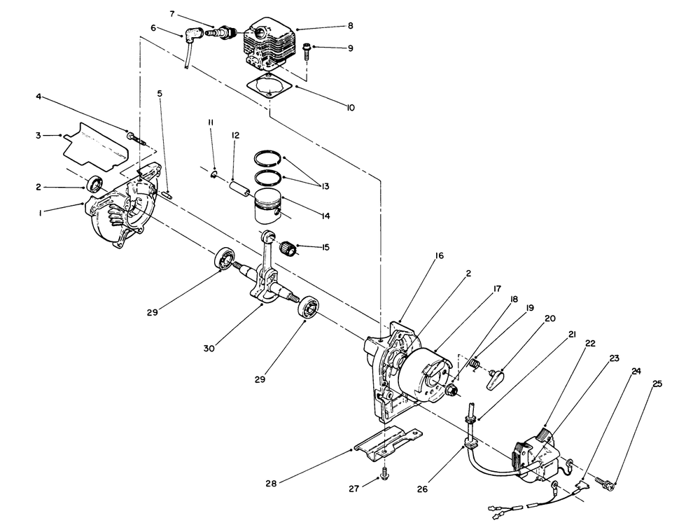Engine Assembly (Continued) Diagram and Parts List for 51675 2000001 - 2999999 Toro Trimmer
