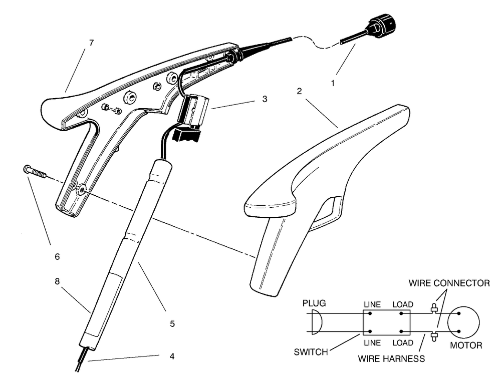 Handle Assembly Diagram and Parts List for 51231 890000001 - 890031743 Toro Trimmer