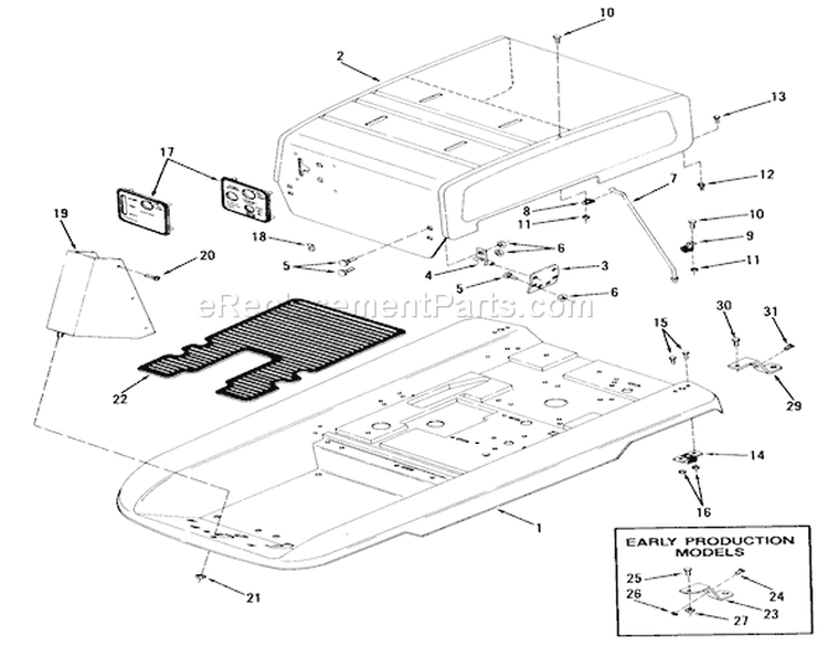 Body, Sheet Metal And Covers Diagram and Parts List for 03-08EP01 1983 Toro Lawn Tractor