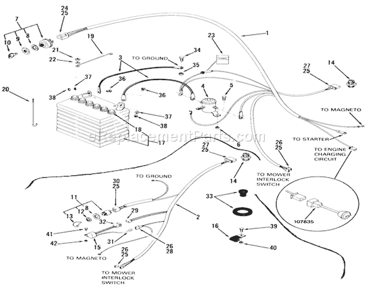 Electrical System - Gasoline Powered Diagram and Parts List for 93-08BP01 1979 Toro Lawn Tractor