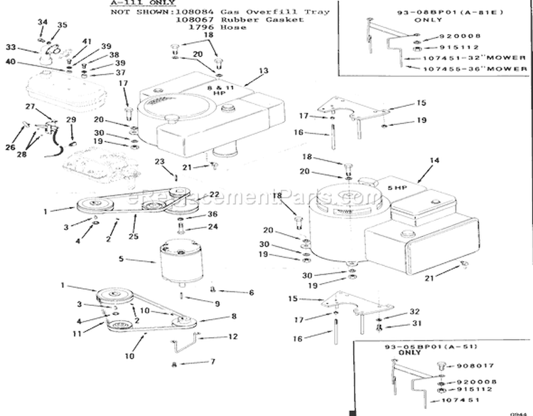 Page E Diagram and Parts List for 93-08BP01 1979 Toro Lawn Tractor