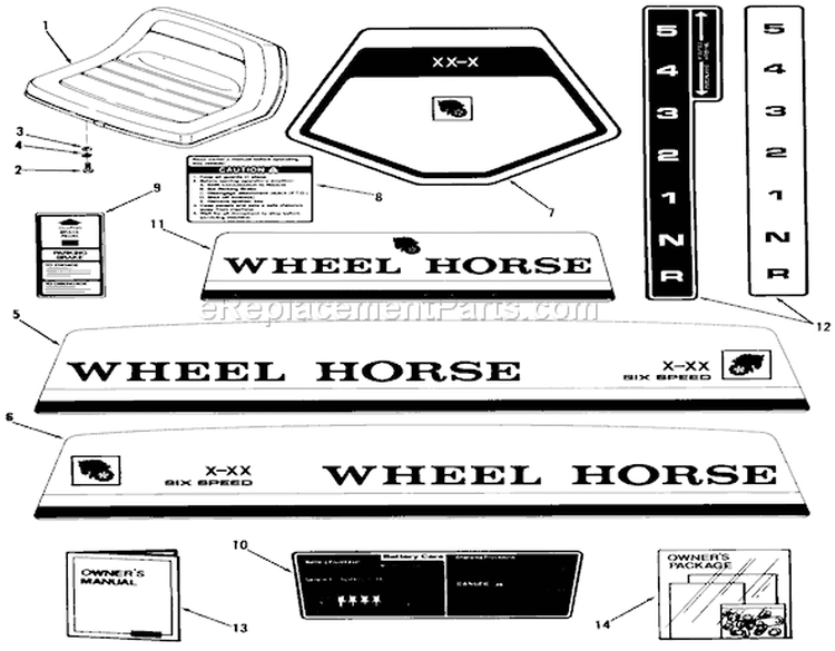Seat, Decals And Miscellaneous Diagram and Parts List for 03-08EP01 1983 Toro Lawn Tractor