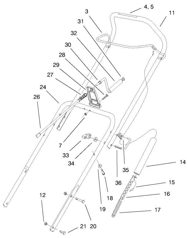 Handle Assembly Diagram and Parts List for 38430 9900001 - 9999999 Toro Snow Blower