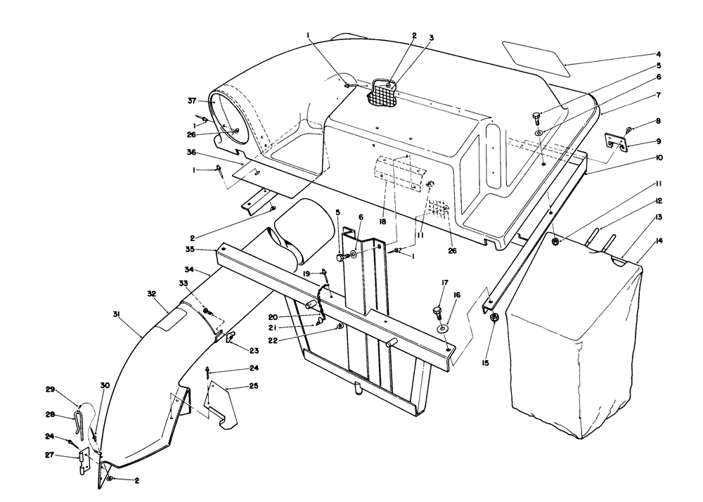 Twin Bagger Grass Catcher Model No. 59184 (Optional) Diagram and Parts List for 56145 7000001 - 7999999 Toro Lawn Tractor
